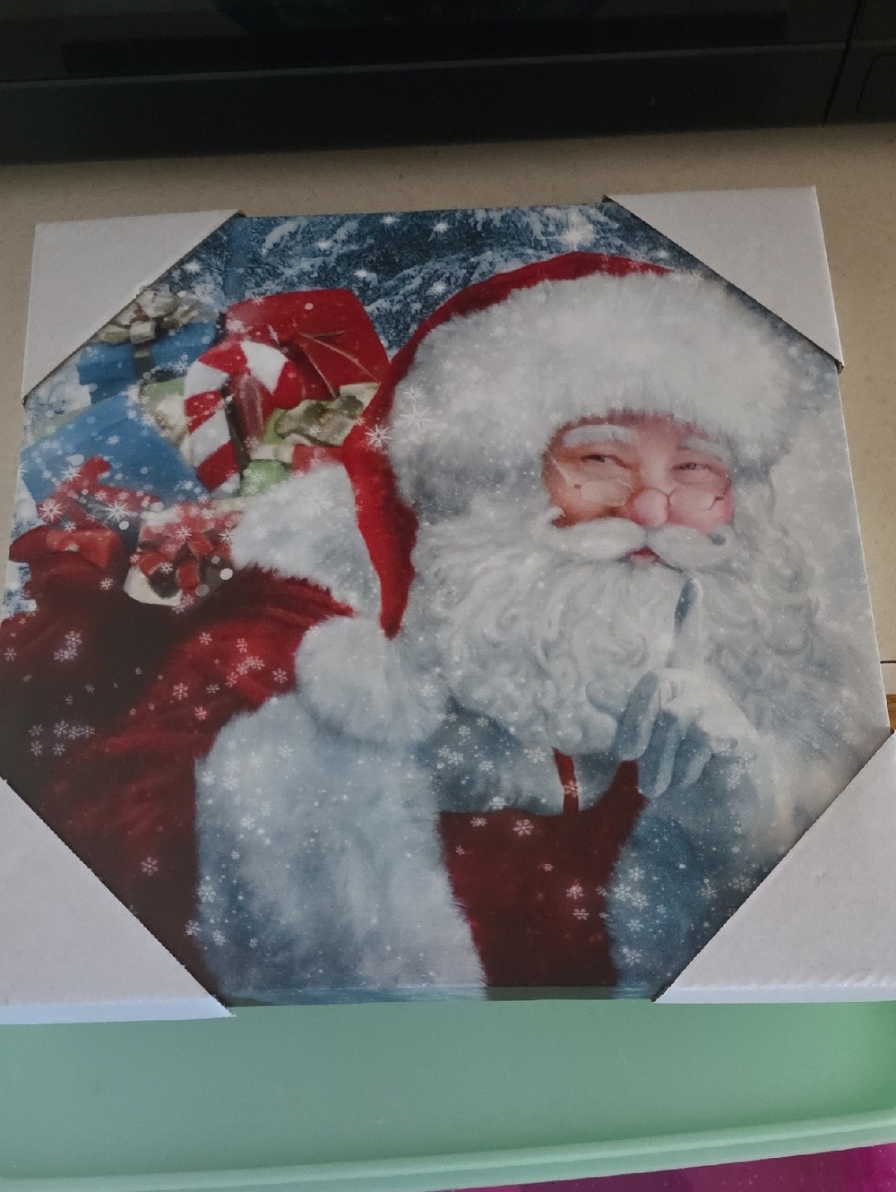 Festive Santa Claus Holiday Wall Art - Red & White